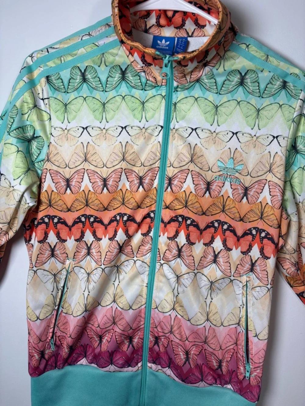 FARM Rio/Adidas Butterfly Print Jacket - Orange and Turquoise - Picture 4 of 5